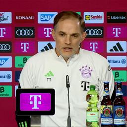 FCB-Trainer Thomas Tuchel bei der Pressekonferenz vor dem Spiel gegen Stuttgart