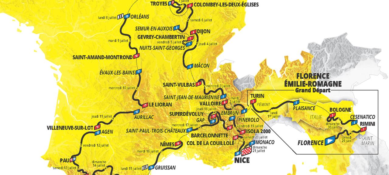 Grafik zur Strecke der Tour de France 2024
