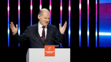 Olaf Scholz spricht bei der Hannover Messe