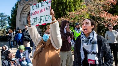 Studierende der Yale-Universität in den USA protestieren gegen den Krieg im Gazastreifen.