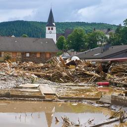 Dorf Schuld am Tag nach dem Unwetter und Hochwasser im Sommer 2021.