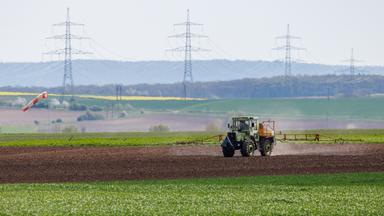 Ein Landwirt bewirtschaftet ein Feld mit einem Traktor.