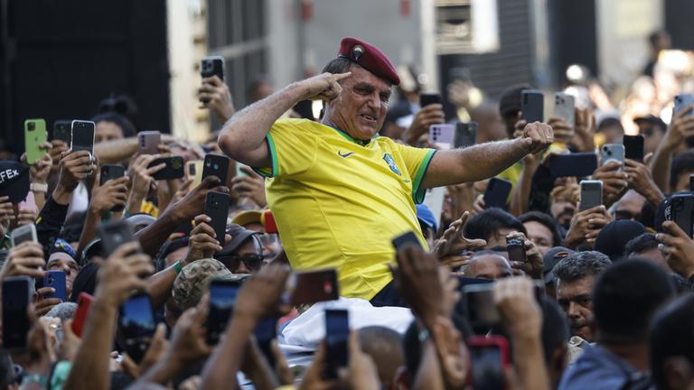 Jair Bolsonaro bei einer Demonstration am 21. April 2024.