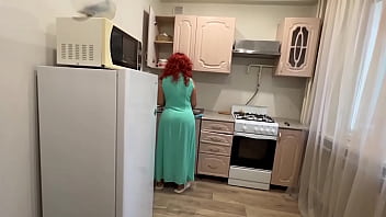 Step Mom With A Big Ass Satisfied Her Son With Her The Kitchen...