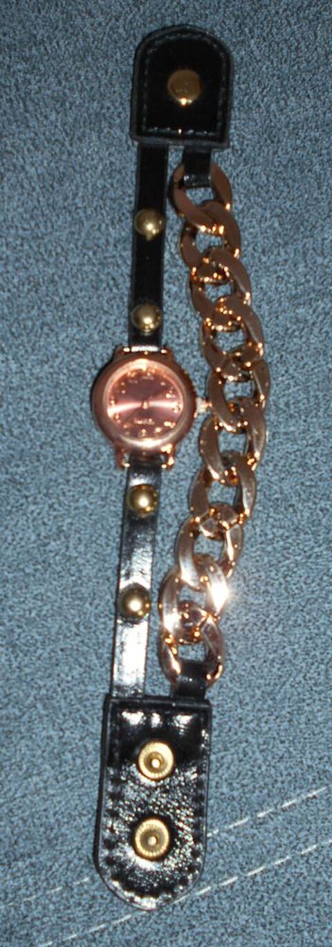 montre bracelet femme cuir noir, chane dore, neuve 8 Ervy-le-Chtel (10)