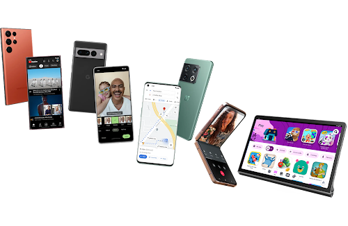 Collage of Android-powered devices