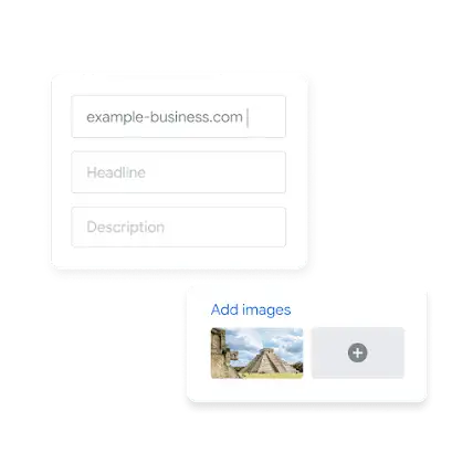 UI showing fields for URL, headline and description when building an ad.