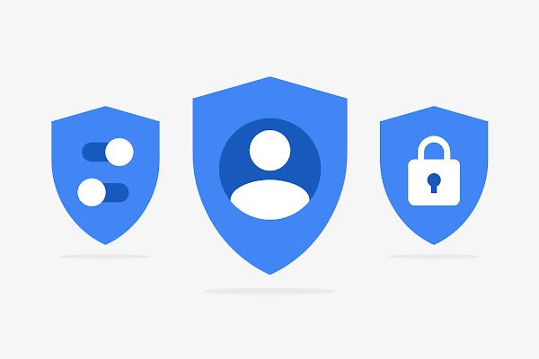 Google-Symbole für Datenschutz, Kontrolle und Sicherheit