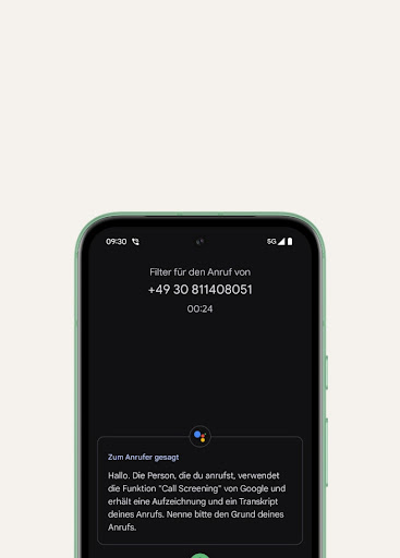 Pixel 8a screens a call and provides a transcript of the screened call.