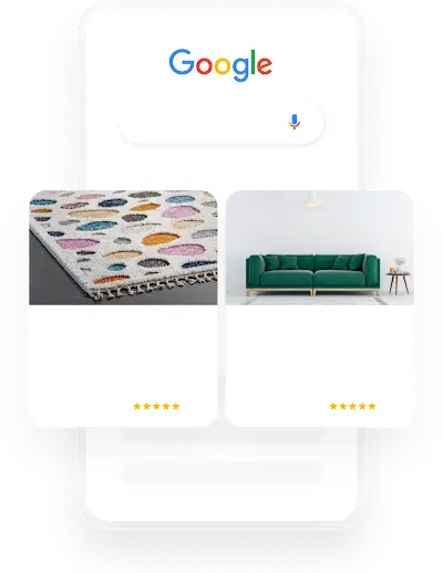 Exemple d’anuncis de compres en què es mostren una catifa de colors i un sofà verd