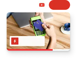 En roterende animasjon blar gjennom ulike annonsetyper. Her vises et eksempel på en type YouTube-annonse.