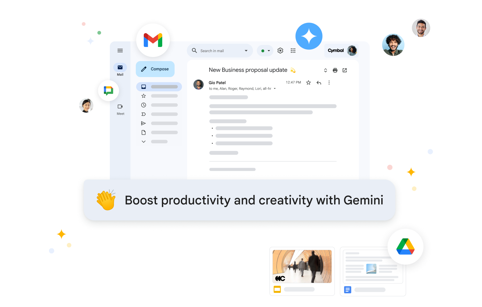 O Gemini para Workspace resume e-mails e sugere respostas no Gmail para aumentar sua produtividade.