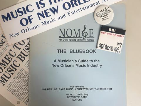 Materials from the New Orleans Music and Entertainment Association records include organization newsletters and promotional ephemera, HJA-024, Tulane University Special Collections.