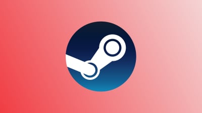 Steam's logo against a red background.