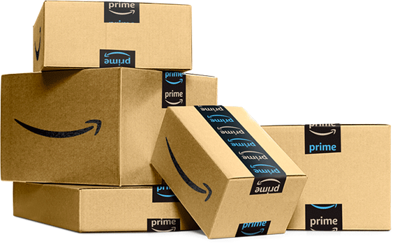 Stos różnych pudełek Amazon