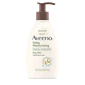 Aveeno Daily Moisturizing Face Cleanser with Soothing Oat, Easy-to-Rinse Cleanser Removes Dirt, Oil &amp; Other Impurities &amp; Leaves Skin Feeling Soft &amp; Supple, Fragrance-Free, 12 fl. oz