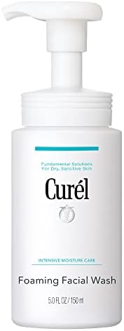 Curel Japanese Skin Care Foaming Daily Face Wash for Sensitive Skin, Hydrating Facial Cleanser for Dry Skin, pH-Balanced and Fragrance-Free, 5 Ounces (Step 2 of 2-Step Skincare)