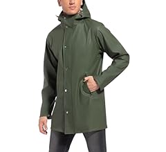 Men's Rain Jacket with Hooded Waterproof Active Long Raincoat Classic Rain Coats Windbreaker for Hiking Camping