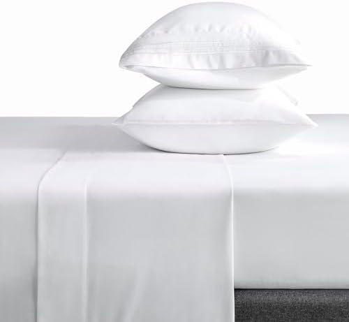 CozyLux Full Bed Sheets Set 1800 Series 4-Piece Embroidered Double Brushed Microfiber Sheets 16" Deep Pocket Hotel Soft Luxury Bedding Sheet Set, White