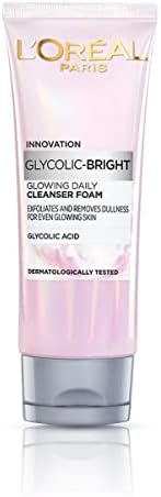 L'Oreal Paris Glycolic Bright Daily Foaming Face Cleanser, 100ml | Glycolic Acid Face Wash for Dull Skin | Daily Glowing Facial Cleanser