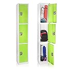 AdirOffice Large School Locker with 3 Doors 3 Hooks Storage Locker for Garage Storage - Office Storage Lockers (3 Door, Green)