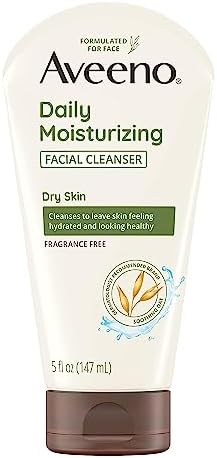 Aveeno Daily Moisturizing Facial Cleanser with Soothing Non-GMO Oat, Hydrating Face Wash for Soft & Supple Skin, Free of Parabens, Sulfates, Fragrance, Dyes & Soaps, 5 fl. oz