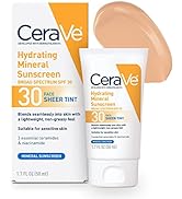 CeraVe Tinted Sunscreen with SPF 30 | Hydrating Mineral Sunscreen With Zinc Oxide & Titanium Diox...