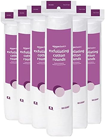 Amazon Basics Exfoliating Cotton Round, 600 Count (6 Packs of 100) (Previously Solimo)