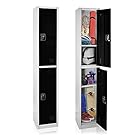 AdirOffice Large School Locker with 2 Doors 2 Hooks Storage Locker for Garage Storage - Office Storage Lockers (2 Door, Black)