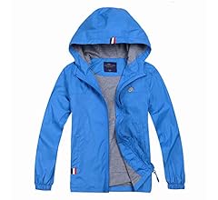Boys Girls Lightweight Breathable Raincoat Waterproof Hooded Rain Jacket Windbreaker Easy to Fold