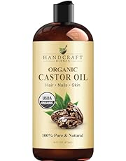 Handcraft Blends Organic Castor Oil - 16 Fl Oz - 100% Pure and Natural - Premium Grade Oil for Hair Growth, Eyelashes and Eyebrows - Carrier Oil - Hair and Body Oil - Expeller-Pressed and Hexane-Free