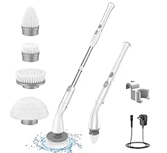 LABIGO Electric Spin Scrubber LA1 Pro, Cordless Spin Scrubber with 4 Replaceable Brush Heads and Adjustable Extension Handl…