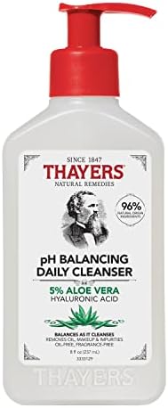 THAYERS pH Balancing Daily Cleanser, Face Wash with Aloe Vera, Gentle and Hydrating Skin Care for Dry, Oily, or Acne Prone Skin, 8 FL Oz.