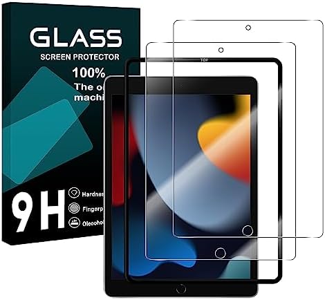 seninhi [2Pack for iPad 9th 8th 7th Generation (10.2 Inch, iPad9/iPad8/iPad7, 2021&2020&2019) Screen Protector 2 Pack Tempered Glass Screen Protector HD [With Easy Installation Frame] [9H Hardness] [Anti-Scratch] [Bubble Free]-Clear