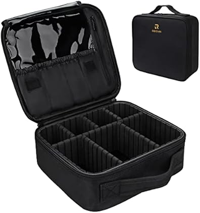 Relavel Travel Makeup Train Case Makeup Cosmetic Case Organizer Portable Artist Storage Bag with Adjustable Dividers for C...