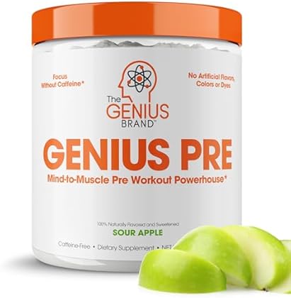 Genius Pre Workout Powder - All-Natural Nootropic Pre-Workout & Caffeine-Free Nitric Oxide Booster Supplement with Beta Al...