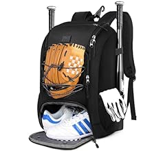 Baseball Backpack, Softball Bat Bag with Shoes Compartment for Youth, Boys and Adult, Lightweight Baseball Bag with Fence H…
