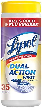 Lysol Dual Action Disinfecting Wipes, Citrus, 35 ct (Pack of 12)