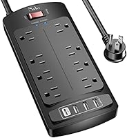 Surge Protector Power Strip - Nuetsa Flat Plug Extension Cord with 8 Outlets and 4 USB Ports