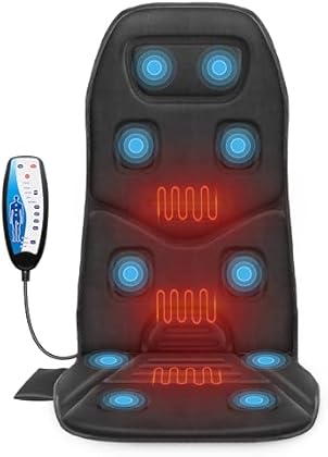 COMFIER Massage Seat Cushion with Heat - 10 Vibration Motors, Back Massager for Chair, Massage Chair Pad for Back Ideal Gi...
