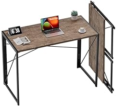 Coavas Folding Desk No Assembly Required, 39.4 inch Writing Computer Desk Space Saving Foldable Table Simple Home Office De…