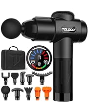 TOLOCO Massage Gun, Father Day Gifts, Deep Tissue Back Massage for Athletes for Pain Relief, Percussion Massager with 10 Massages Heads &amp; Silent Brushless Motor, Relax Gifts for Dad/Mom, Black