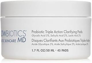 Glowbiotics Probiotic Triple Action Clarifying Pads: Reduces Breakouts & Pigmentation, Brightening, Targets Breakout-Prone...
