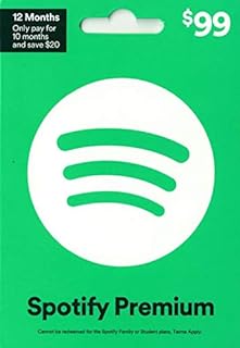 Spotify Annual Gift Card $99
