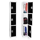 AdirOffice Large School Locker with 3 Doors 3 Hooks Storage Locker for Garage Storage - Office Storage Lockers (3 Door, Black)