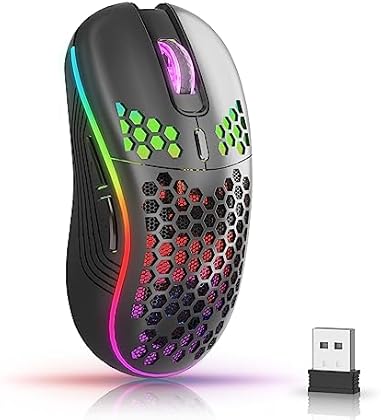 AVMTON Wireless Gaming Mouse with Honeycomb Shell,RGB Backlight high Precision 8800 DPI Plug Play Lightweight Gaming Mouse...