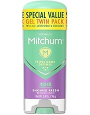 Mitchum Women&#39;s Deodorant, Antiperspirant Stick, Triple Odor Defense Gel, 48 Hr Protection, Shower Fresh, 3.4 Oz (Pack of 2)