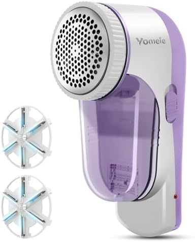 Yomeie Fabric Shaver, Rechargeable Sweater Shaver, Lint Shaver with 6-Leaf Blades, Electric Lint Remover for Clothes & Furniture, Couch Pilling Remover Depiller for Removing Fuzz, Lint, Pills, Bobbles