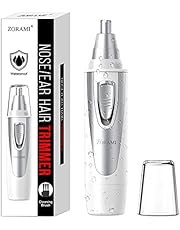 Ear and Nose Hair Trimmer Clipper - 2024 Professional Painless Eyebrow &amp; Facial Hair Trimmer for Men Women,Battery-Operated Trimmer with IPX7 Waterproof,Dual Edge Blades for Easy Cleansing White