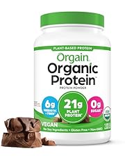 Orgain Organic Vegan Protein Powder, Creamy Chocolate Fudge - 21g Plant Protein, 6g Prebiotic Fiber, Low Net Carb, No Lactose Ingredients, No Added Sugar, Non-GMO, For Shakes &amp; Smoothies, 2.03 lb